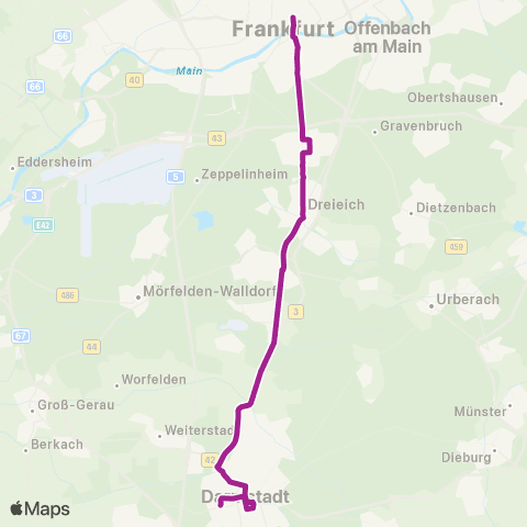 RMVB Frankfurt (Main) Konstablerwache - Darmstadt Luisen Pl map