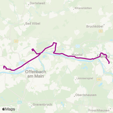 RMVB Frankfurt (Main) Konstablerwache - Hanau Hauptbahnhof map