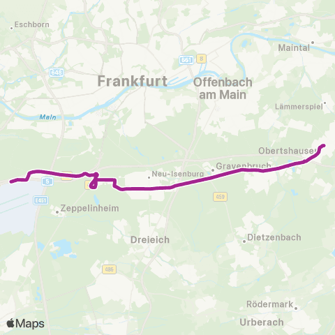 RMVB Frankfurt (Main) Flughafen Terminal 1 - Obertshausen Bahnhof map