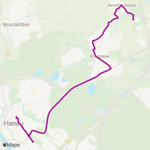 RMVB Neuberg-Ravolzhausen In Den Jockelsäckern - Hanau Hauptbahnhof map