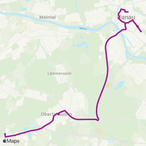 RMVB Heusenstamm Bahnhof - Hanau Freiheits Pl map