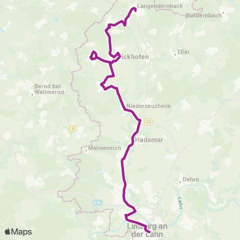 RMVB Dornburg-Dorndorf Blasiusstraße - Limburg (Lahn) Zob Nord map