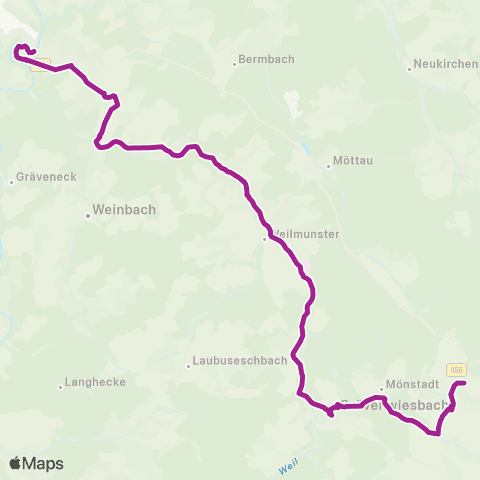 RMVB Weilburg Zob - Grävenwiesbach Bahnhof map