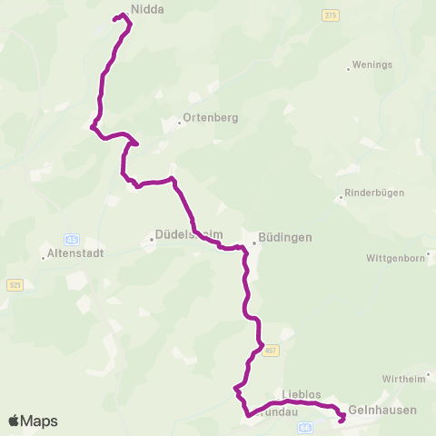 RMVB Gelnhausen Busbahnhof - Nidda Bahnhof map