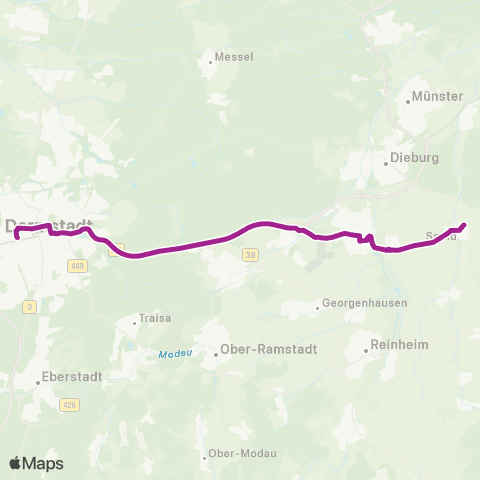 RMVB Groß-Zimmern Friedensschule - Darmstadt Luisen Pl map