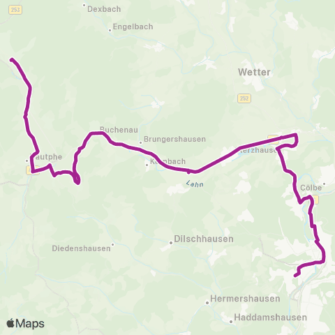 RMVB Lahntal-Sarnau AM Schacht - Marburg Hauptbahnhof map