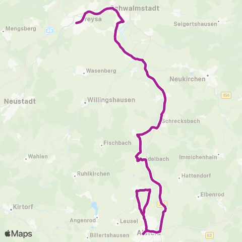 RMVB Schrecksbach-Holzburg - Alsfeld Bahnhof map