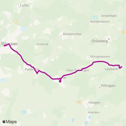 RMVB Lich (Oberhess) Bahnhof - Laubach Busbahnhof map