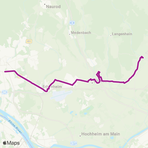RMVB Wiesbaden Hauptbahnhof - Hofheim AM Taunus Bahnhof map