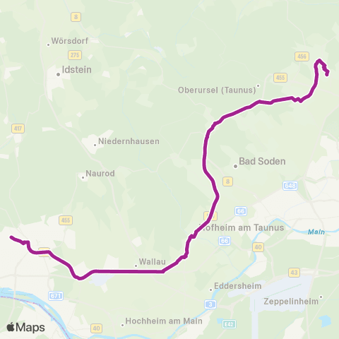 RMVB Wiesbaden-Klarenthal Anne-Frank-Str - Bad Homburg V.D.H. Bahnhof map