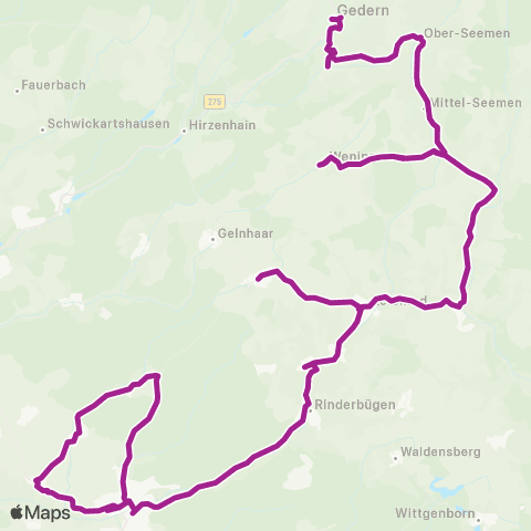 RMVB Büdingen Bahnhof - Gedern Altes Rathaus map