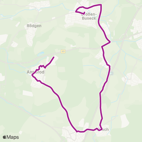 RMVB Buseck-Großen-Buseck Goetheschule - Buseck-Oppenrod Mozartstraße map