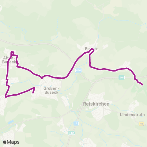 RMVB Buseck-Alten-Buseck Schule - Buseck-Trohe Friedhof map