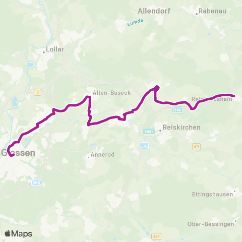 RMVB Grünberg-Reinhardshain Bei Der Tränke - Gießen Johanneskirche map