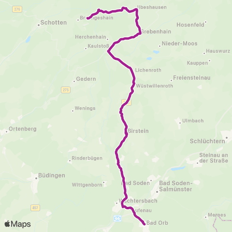 RMVB Bad Orb Busbahnhof - Schotten-Breungeshain Hoherodskopf map