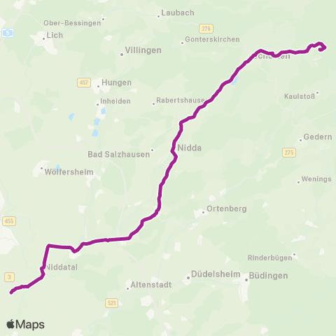 RMVB Wöllstadt-Nieder-Wöllstadt Bahnhof - Schotten-Breungeshain Hoherodskopf map