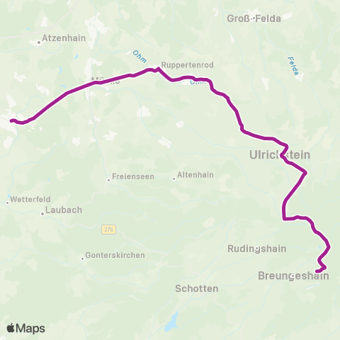 RMVB Grünberg Schloss - Schotten-Breungeshain Hoherodskopf map