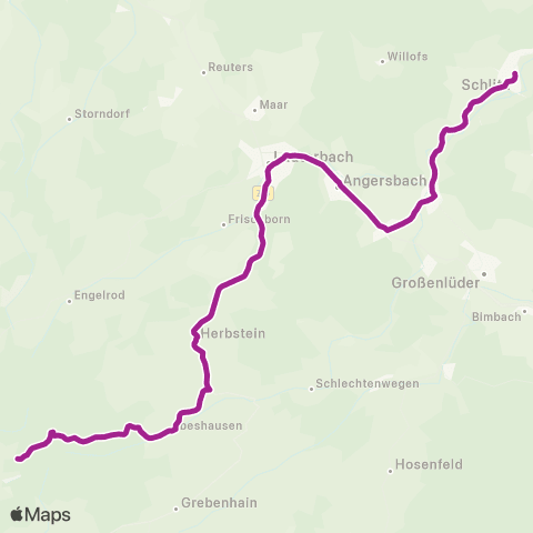 RMVB Schotten-Breungeshain Hoherodskopf - Lauterbach (Hessen) Nordbahnhof map