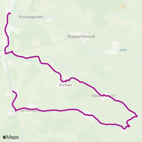 RMVB Mücke-Merlau Heegstraße - Ulrichstein Linden Pl map