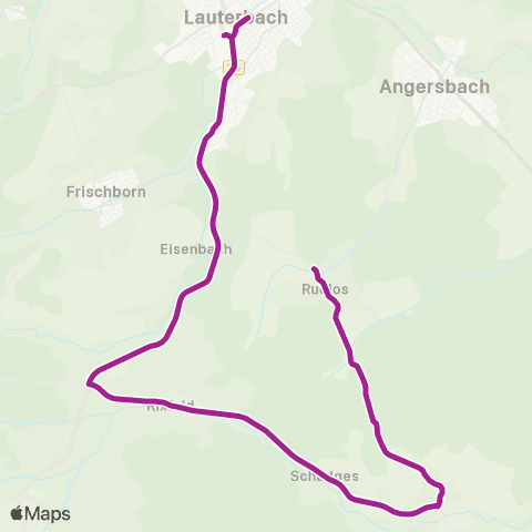 RMVB Herbstein-Stockhausen Ortsmitte - Lauterbach (Hessen) Nordbahnhof map