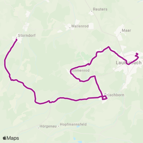 RMVB Schwalmtal-Storndorf Dgh - Lauterbach (Hessen) Nordbahnhof map