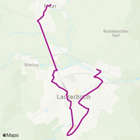 RMVB Lauterbach (Hessen)-Maar Kirche - Lauterbach (Hessen) Nordbahnhof map