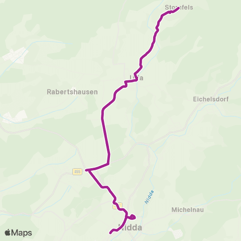 RMVB Nidda-Stornfels Ortsmitte - Nidda Bahnhof map