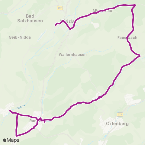 RMVB Ranstadt Bahnhof - Nidda Bahnhof map