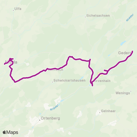 RMVB Gedern Altes Rathaus - Nidda Bahnhof map