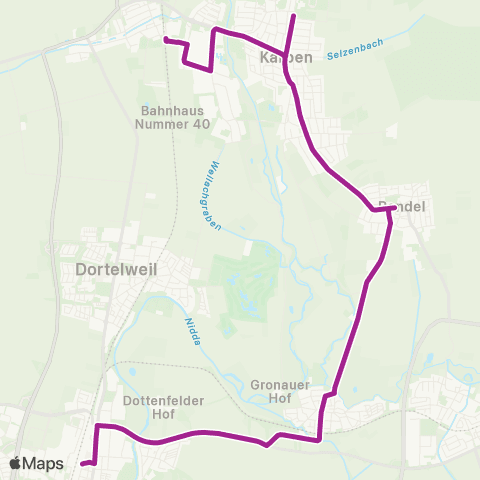 RMVB Karben-Groß-Karben Bahnhof - Karben-Rendel Dorfelder Str map