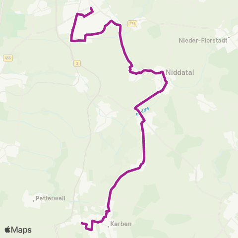 RMVB Karben-Groß-Karben Bahnhof - Karben-Burg-Gräfenrode Friedhof map
