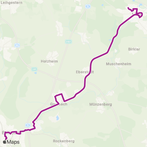 RMVB Butzbach Bahnhof - Münzenberg-Gambach Blumenstraße map