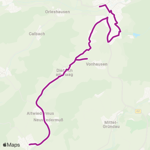 RMVB Büdingen Bahnhof - Büdingen-Diebach Herrnhaager Str map