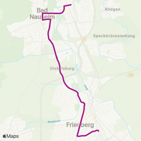 RMVB Bad Nauheim Bahnhof - Friedberg (Hessen) Bahnhof map