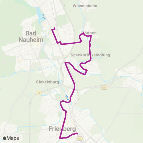 RMVB Friedberg (Hessen) Bahnhof - Bad Nauheim Bahnhof map