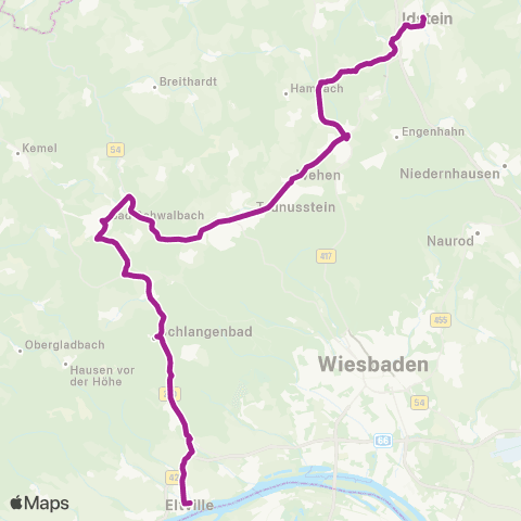 RMVB Eltville (Rhein) Bahnhof - Idstein Busbahnhof map