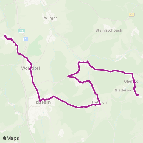 RMVB Idstein-Heftrich Schule - Waldems-Bermbach Birkenstraße map
