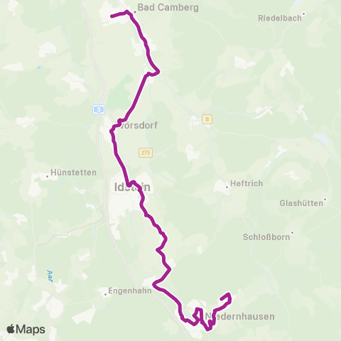 RMVB Idstein Bahnhof - Niedernhausen Rathaus map