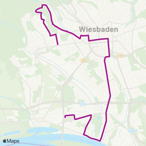 RMVB Wiesbaden-Klarenthal Geschwister-Scholl-Str - Wiesbaden-Biebrich Äppelallee-Center map
