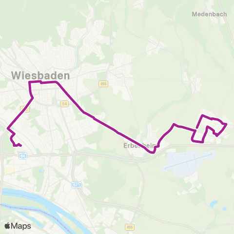 RMVB Wiesbaden-Biebrich Faaker Str - Wiesbaden-Nordenstadt Konrad-Zuse-Str. / Hainpark map