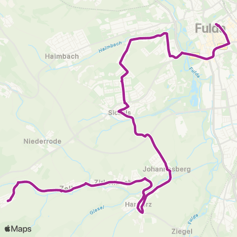 RMVB Fulda Stadtschloss - Fulda-Istergiesel map