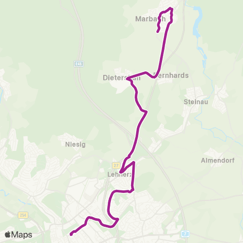 RMVB Fulda Stadtschloss - Petersberg-Marbach Im Eichsfeld map