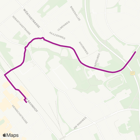 RMVB Fulda Waidesgrund - Fulda Bahnhof / Zob map