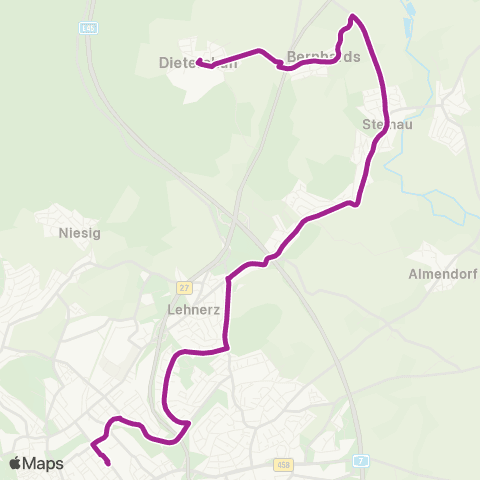 RMVB Fulda-Dietershan Ortsmitte - Fulda Bahnhof / Zob map