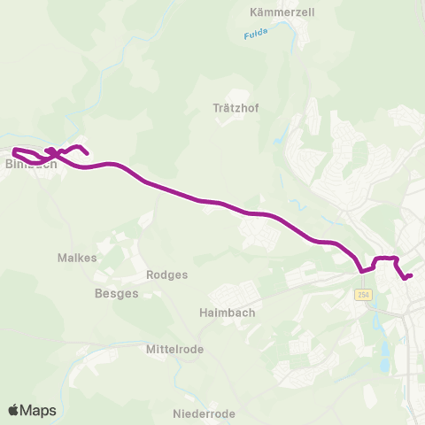 RMVB Großenlüder-Bimbach Milseburgstraße - Fulda Stadtschloss map