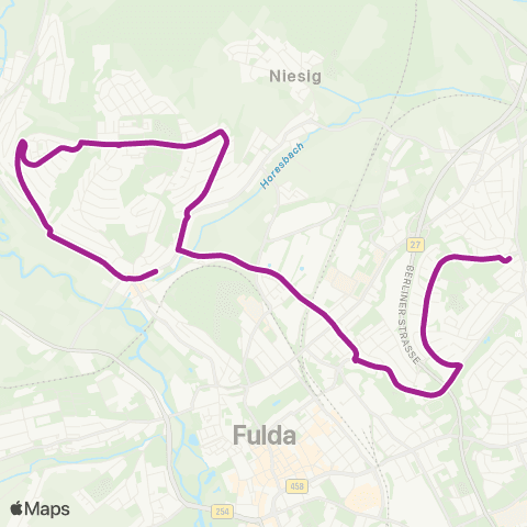 RMVB Fulda Horas Bonifatiusbrunnen - Petersberg Konrad-Adenauer-Schule map