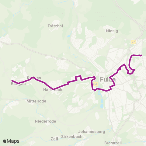 RMVB Fulda-Rodges Tp-Dieselstraße - Petersberg Konrad-Adenauer-Schule map