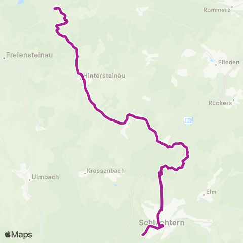 RMVB Schlüchtern-Wallroth Hochstraße - Schlüchtern Bahnhof map