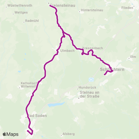 RMVB Schlüchtern Bahnhof - Bad Soden-Salmünster Bahnhof map