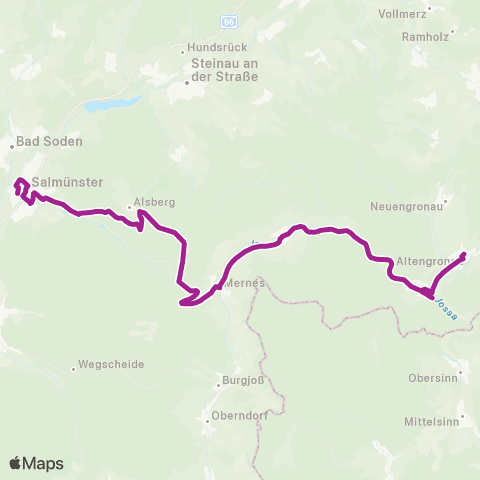 RMVB Sinntal-Altengronau Hans-Elm-Schule - Bad Soden-Salmünster Bahnhof map
